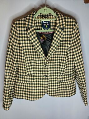 ​Boden British Tweed by MOON Wool Blazer Jacket Pink Green Check Corgi Lining 12